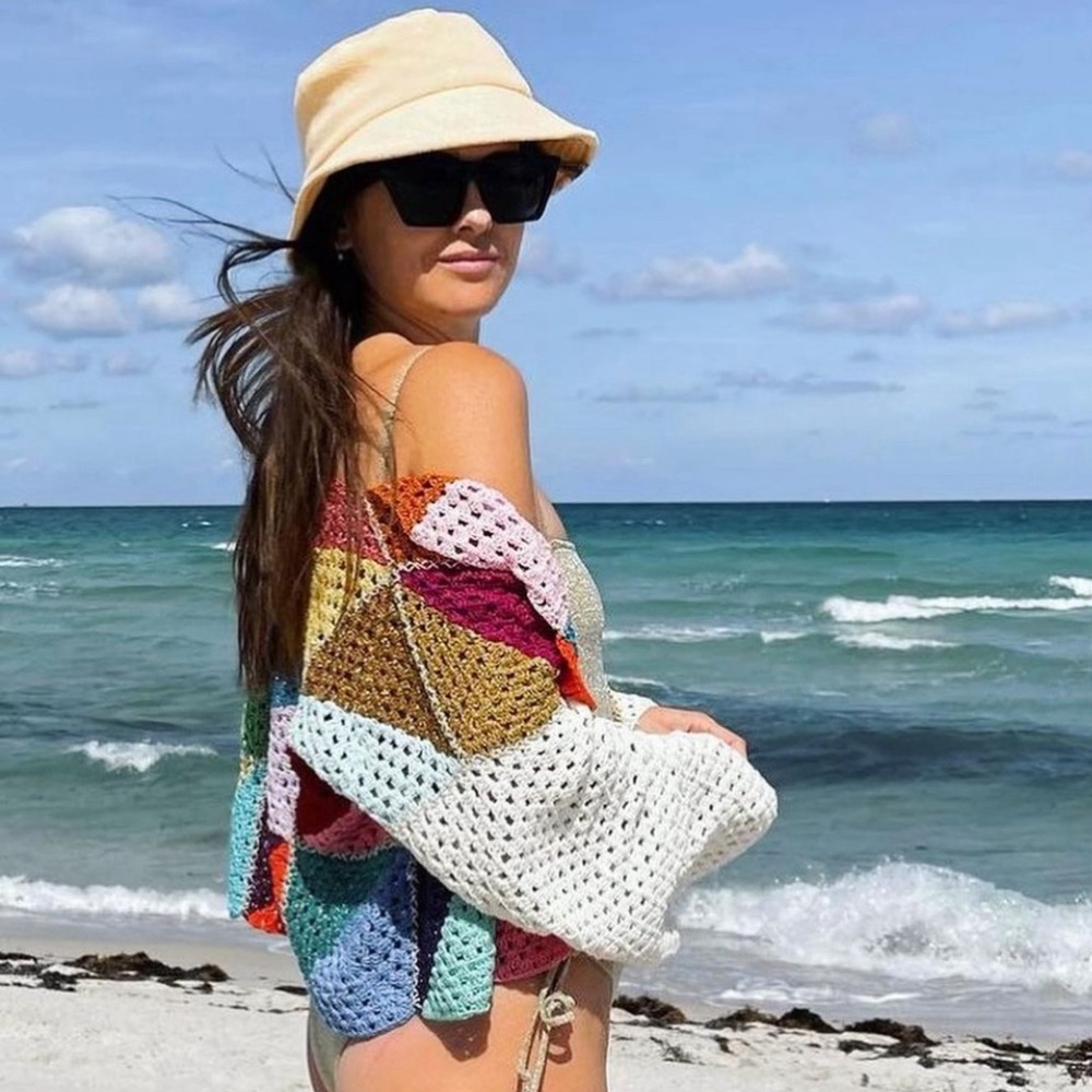 Multicolor Crochet Cardigan Sweater